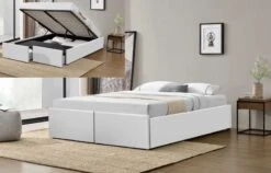Cadre De Lit Avec Coffre Et 2 Tiroirs 140x190 Cm Simili Cuir Blanc Mat Karmi 8 Cadre De Lit Avec Coffre Et 2 Tiroirs 140x190 Cm Simili Cuir Blanc Mat Karmi -Pas Cher Lit Magasin lagertha cadre de lit avec coffre et 2 tiroirs 140x190 cm simili cuir blanc mat 3557630032262 328606