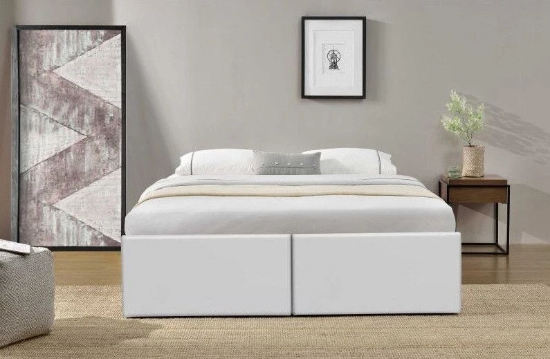 Cadre De Lit Avec Coffre Et 2 Tiroirs 140x190 Cm Simili Cuir Blanc Mat Karmi 6 Cadre De Lit Avec Coffre Et 2 Tiroirs 140x190 Cm Simili Cuir Blanc Mat Karmi – Image 5