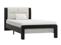 Lit 1 Place Simili Cuir Noir Et Blanc Joya 90x200 Cm