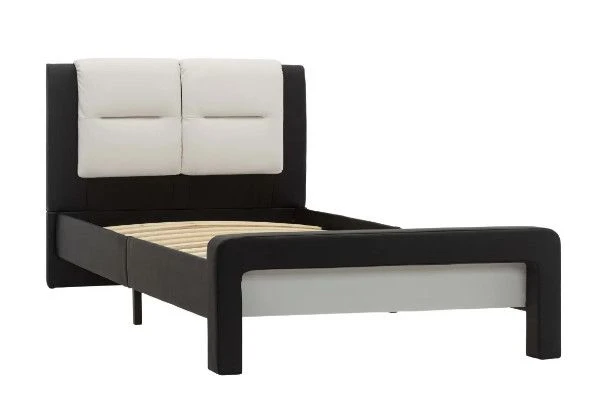 Lit 1 Place Simili Cuir Noir Et Blanc Joya 90x200 Cm 4 Lit 1 Place Simili Cuir Noir Et Blanc Joya 90x200 Cm – Image 2