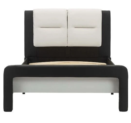 Lit 1 Place Simili Cuir Noir Et Blanc Joya 90x200 Cm 5 Lit 1 Place Simili Cuir Noir Et Blanc Joya 90x200 Cm – Image 3