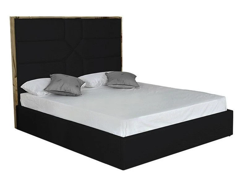 Lit 140x190 Cm Avec Coffre De Rangement Et Tête De Lit Simili Noir Et Laiton Delhie 3 Lit 140x190 Cm Avec Coffre De Rangement Et Tête De Lit Simili Noir Et Laiton Delhie