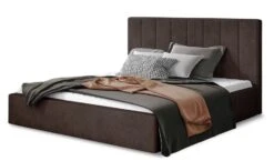 Lit 140x200 Cm Tissu Marron Capitonné Vertical Vareze