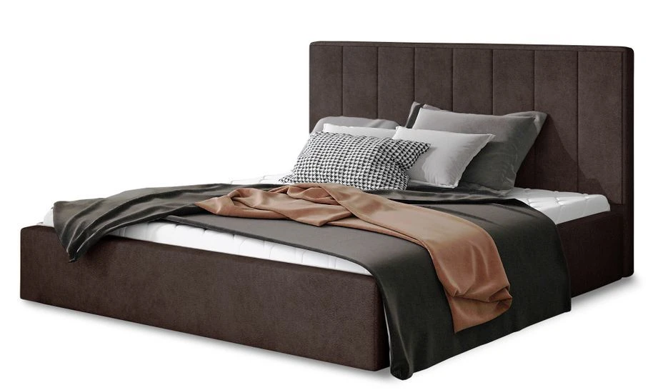 Lit 140x200 Cm Tissu Marron Capitonné Vertical Vareze 3 Lit 140x200 Cm Tissu Marron Capitonné Vertical Vareze