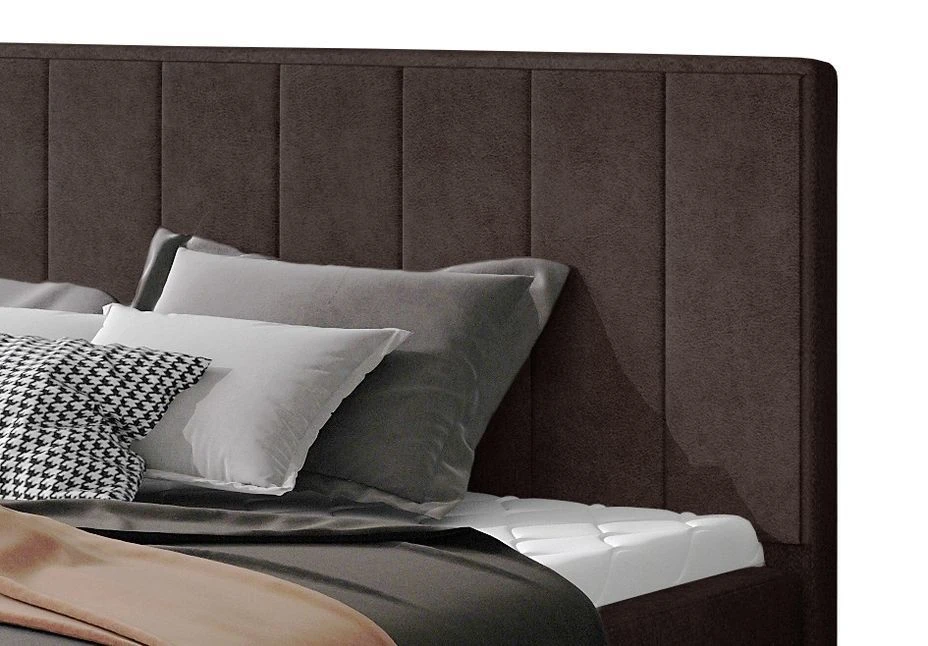 Lit 140x200 Cm Tissu Marron Capitonné Vertical Vareze 5 Lit 140x200 Cm Tissu Marron Capitonné Vertical Vareze – Image 3