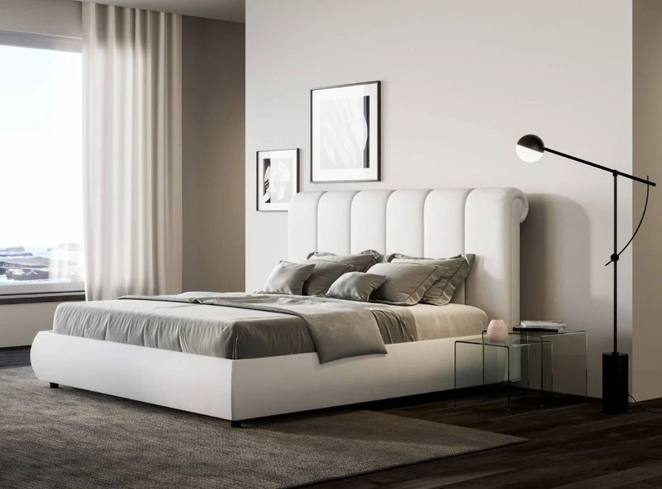 Lit 160x190 Cm Simili Cuir Blanc Avec Coffre Arna 4 Lit 160x190 Cm Simili Cuir Blanc Avec Coffre Arna – Image 2