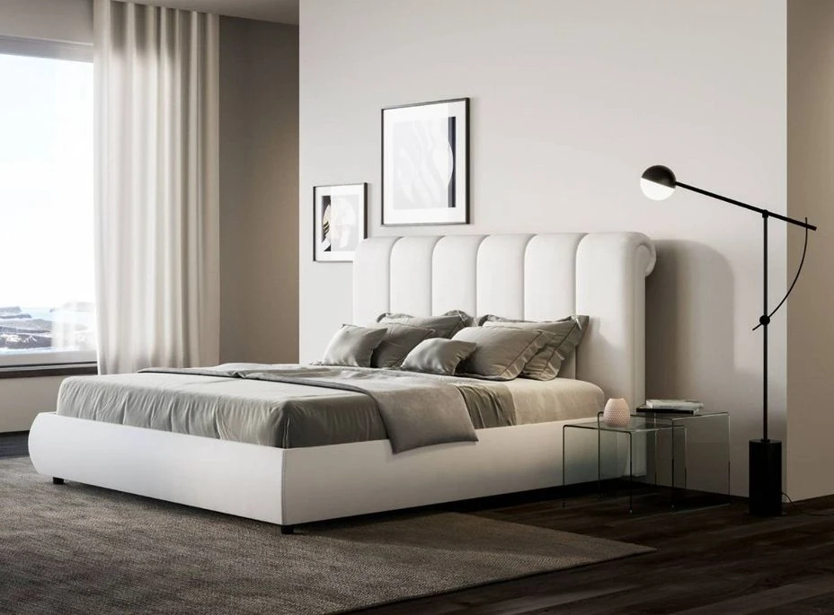 Lit 160x190 Cm Simili Cuir Blanc Avec Coffre Arna 5 Lit 160x190 Cm Simili Cuir Blanc Avec Coffre Arna – Image 3