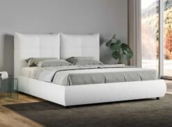 Lit 160x190 Cm Simili Cuir Blanc Avec Coffre Dany