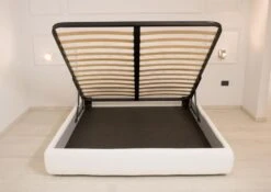 Lit 160x190 Cm Simili Cuir Blanc Avec Coffre Dany -Pas Cher Lit Magasin lit 160x190 cm simili cuir blanc avec coffre dany 691274