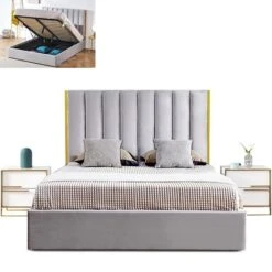 Lit 160x200 Cm Avec Coffre De Rangement Et Tête De Lit Velours Gris Et Laiton Pika 17 Lit 160x200 Cm Avec Coffre De Rangement Et Tête De Lit Velours Gris Et Laiton Pika -Pas Cher Lit Magasin lit 160x200 cm avec coffre de rangement et tete de lit velours gris et laiton pika 685614