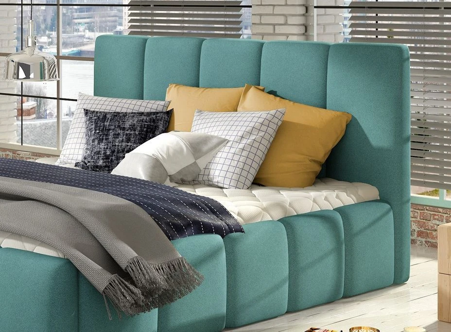 Lit 160x200 Cm Capitonné Tissu Bleu Canard Vika 5 Lit 160x200 Cm Capitonné Tissu Bleu Canard Vika – Image 3