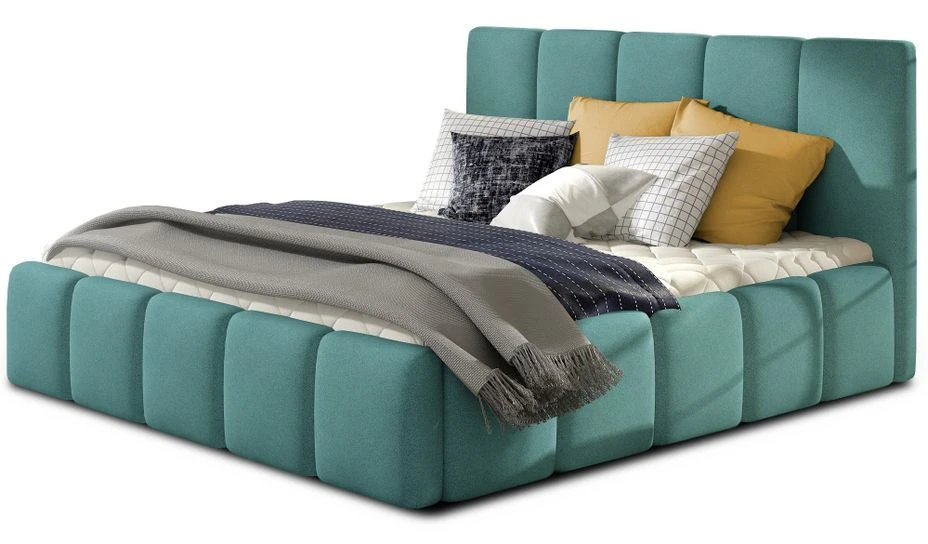 Lit 160x200 Cm Capitonné Tissu Bleu Canard Vika 3 Lit 160x200 Cm Capitonné Tissu Bleu Canard Vika