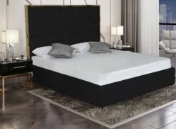 Lit 180x200 Cm Avec Coffre De Rangement Et Tête De Lit Simili Cuir Noir Delhie -Pas Cher Lit Magasin lit 180x200 cm avec coffre de rangement et tete de lit simili cuir noir delhie 3666722572316 589874