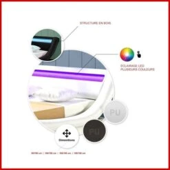 Lit à Led Similicuir Blanc 180x200 Cm Paula -Pas Cher Lit Magasin lit a led similicuir blanc 180x200 cm paula 3666722590402 206806