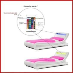 Lit à Led Similicuir Rouge 140x190 Cm Paula -Pas Cher Lit Magasin lit a led similicuir rouge 140x190 cm paula 3666722586689 206779