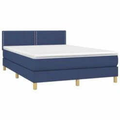 Lit à Sommier Tapissier Avec Matelas Bleu 140x200 Cm Tissu 2 -Pas Cher Lit Magasin lit a sommier tapissier avec matelas bleu 140x200 cm tissu 3666722938907 1461051