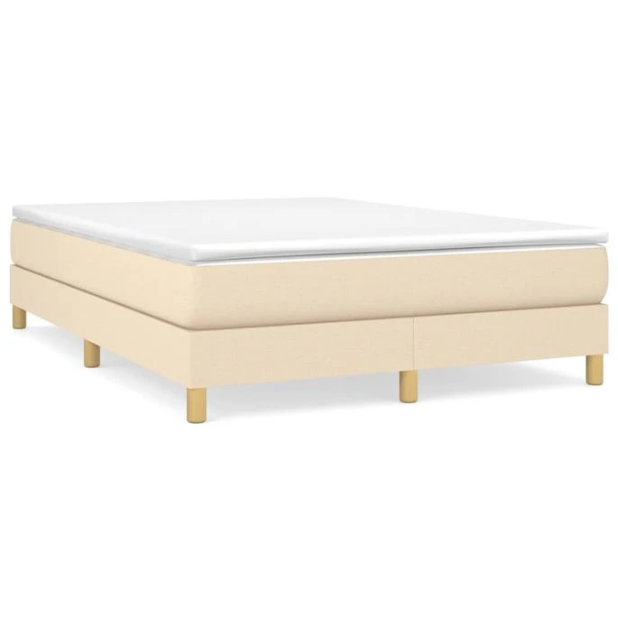 Lit à Sommier Tapissier Avec Matelas Crème 140x200 Cm Tissu 4 Lit à Sommier Tapissier Avec Matelas Crème 140x200 Cm Tissu – Image 2