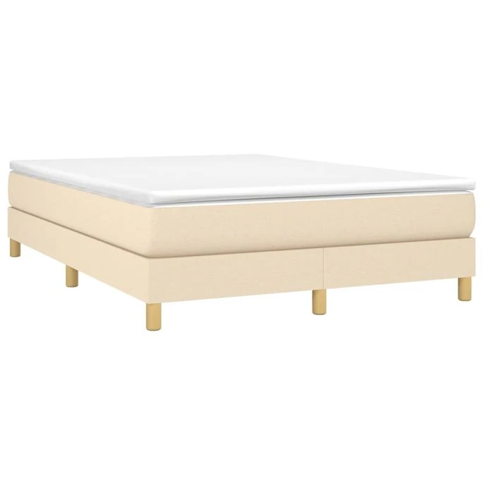 Lit à Sommier Tapissier Avec Matelas Crème 140x200 Cm Tissu 5 Lit à Sommier Tapissier Avec Matelas Crème 140x200 Cm Tissu – Image 3