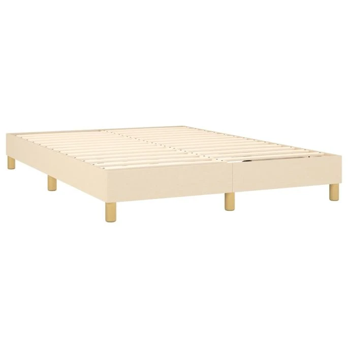 Lit à Sommier Tapissier Avec Matelas Crème 140x200 Cm Tissu 6 Lit à Sommier Tapissier Avec Matelas Crème 140x200 Cm Tissu – Image 4