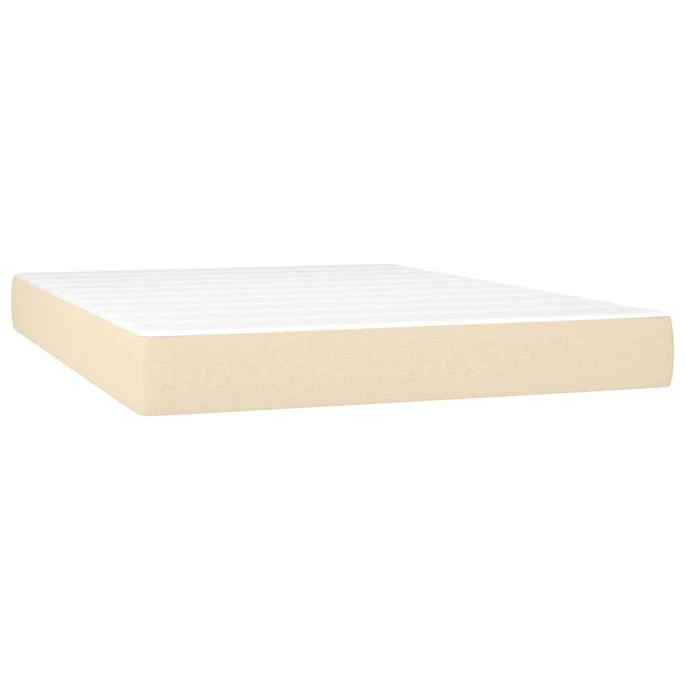Lit à Sommier Tapissier Avec Matelas Crème 140x200 Cm Tissu 7 Lit à Sommier Tapissier Avec Matelas Crème 140x200 Cm Tissu – Image 5