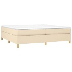 Lit à Sommier Tapissier Avec Matelas Crème 200x200 Cm Tissu 13 -Pas Cher Lit Magasin lit a sommier tapissier avec matelas creme 200x200 cm tissu 3666722901239 1484513
