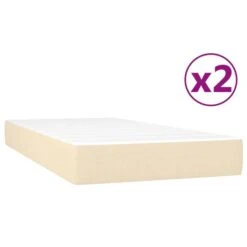 Lit à Sommier Tapissier Avec Matelas Crème 200x200 Cm Tissu 13 -Pas Cher Lit Magasin lit a sommier tapissier avec matelas creme 200x200 cm tissu 3666722901239 1484515