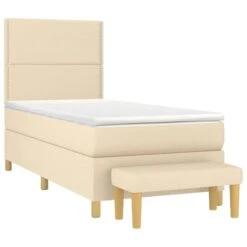 Lit à Sommier Tapissier Avec Matelas Crème 80x200 Cm Tissu -Pas Cher Lit Magasin lit a sommier tapissier avec matelas creme 80x200 cm tissu 3666722874878 1471623