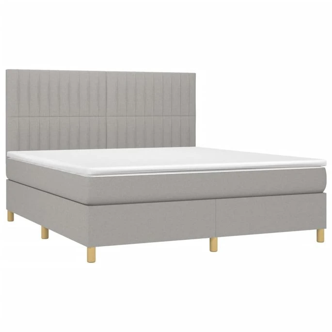 Lit à Sommier Tapissier Avec Matelas Gris Clair 160x200cm Tissu 5 5 Lit à Sommier Tapissier Avec Matelas Gris Clair 160x200cm Tissu 5 – Image 3