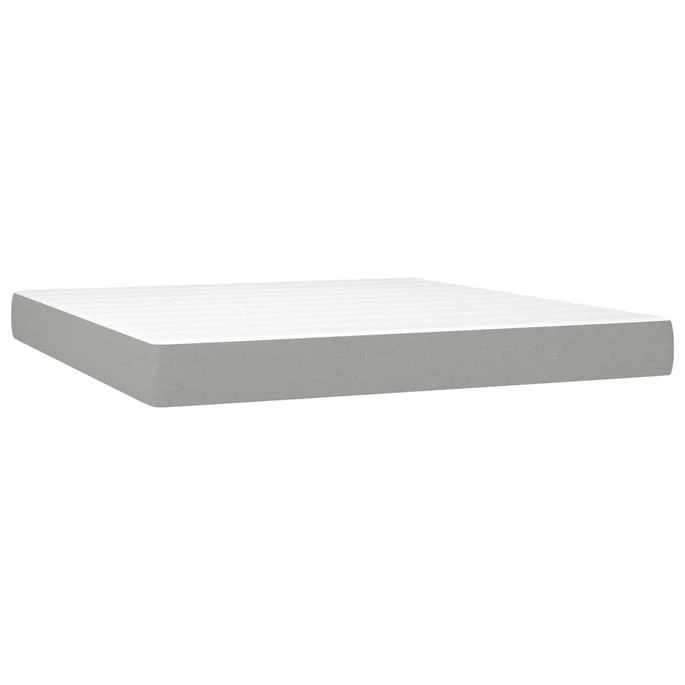 Lit à Sommier Tapissier Avec Matelas Gris Clair 160x200cm Tissu 5 7 Lit à Sommier Tapissier Avec Matelas Gris Clair 160x200cm Tissu 5 – Image 5