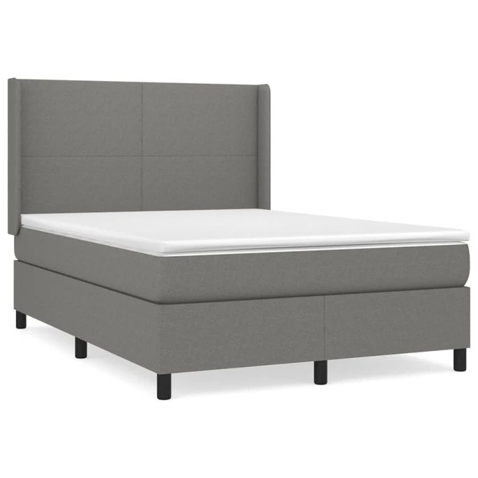 Lit à Sommier Tapissier Avec Matelas Gris Foncé 140x200cm Tissu 4 Lit à Sommier Tapissier Avec Matelas Gris Foncé 140x200cm Tissu – Image 2