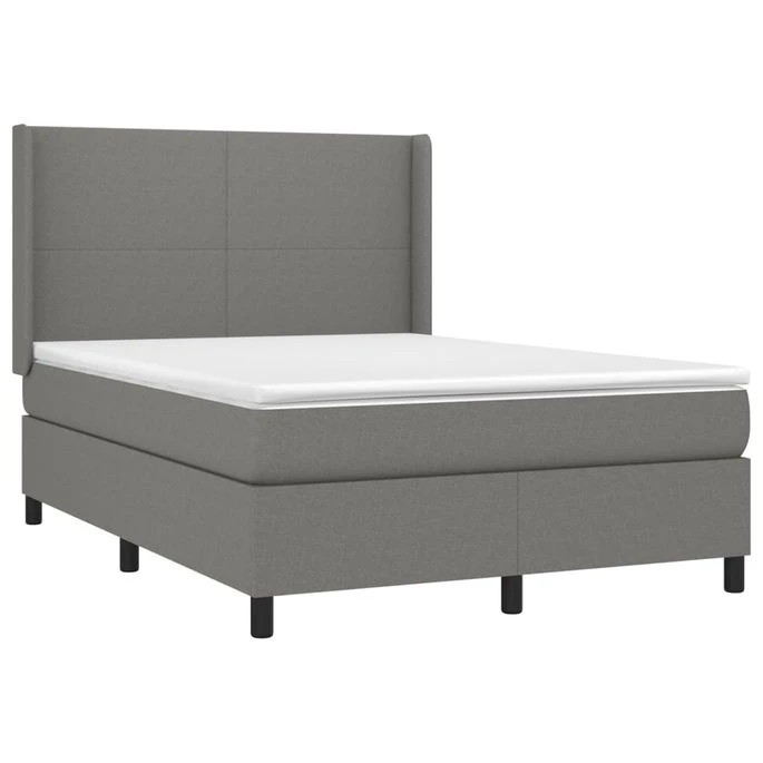 Lit à Sommier Tapissier Avec Matelas Gris Foncé 140x200cm Tissu 5 Lit à Sommier Tapissier Avec Matelas Gris Foncé 140x200cm Tissu – Image 3