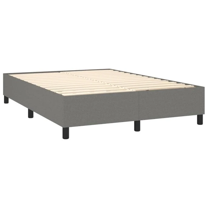 Lit à Sommier Tapissier Avec Matelas Gris Foncé 140x200cm Tissu 6 Lit à Sommier Tapissier Avec Matelas Gris Foncé 140x200cm Tissu – Image 4