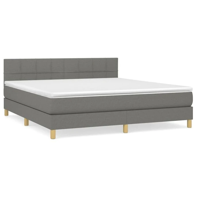 Lit à Sommier Tapissier Avec Matelas Gris Foncé 160x200cm Tissu 4 4 Lit à Sommier Tapissier Avec Matelas Gris Foncé 160x200cm Tissu 4 – Image 2