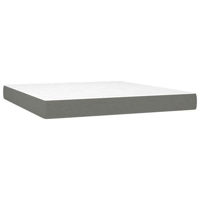 Lit à Sommier Tapissier Avec Matelas Gris Foncé 160x200cm Tissu 4 7 Lit à Sommier Tapissier Avec Matelas Gris Foncé 160x200cm Tissu 4 – Image 5