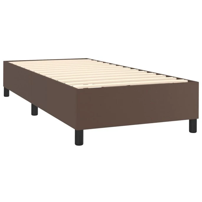 Lit à Sommier Tapissier Avec Matelas Marron 80x200cm Similicuir 3 6 Lit à Sommier Tapissier Avec Matelas Marron 80x200cm Similicuir 3 – Image 4