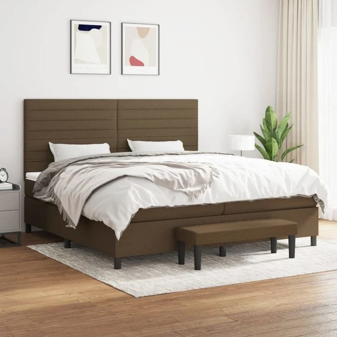 Lit à Sommier Tapissier Avec Matelas Marron Foncé 200x200 Cm 9 3 Lit à Sommier Tapissier Avec Matelas Marron Foncé 200x200 Cm 9