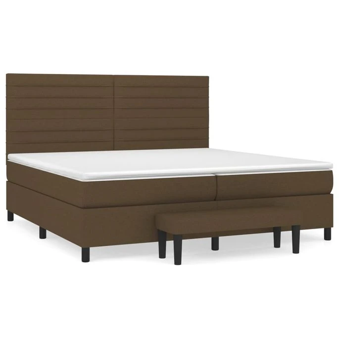 Lit à Sommier Tapissier Avec Matelas Marron Foncé 200x200 Cm 9 4 Lit à Sommier Tapissier Avec Matelas Marron Foncé 200x200 Cm 9 – Image 2