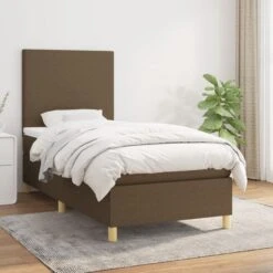 Lit à Sommier Tapissier Avec Matelas Marron Foncé 80x200 Cm 2
