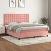 Lit à Sommier Tapissier Avec Matelas Rose 180x200 Cm Velours -Pas Cher Lit Magasin lit a sommier tapissier avec matelas rose 180x200 cm velours 8720845518868 1459163