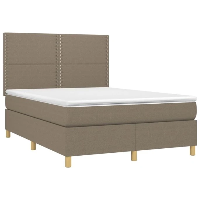 Lit à Sommier Tapissier Avec Matelas Taupe 140x200 Cm Tissu 5 Lit à Sommier Tapissier Avec Matelas Taupe 140x200 Cm Tissu – Image 3
