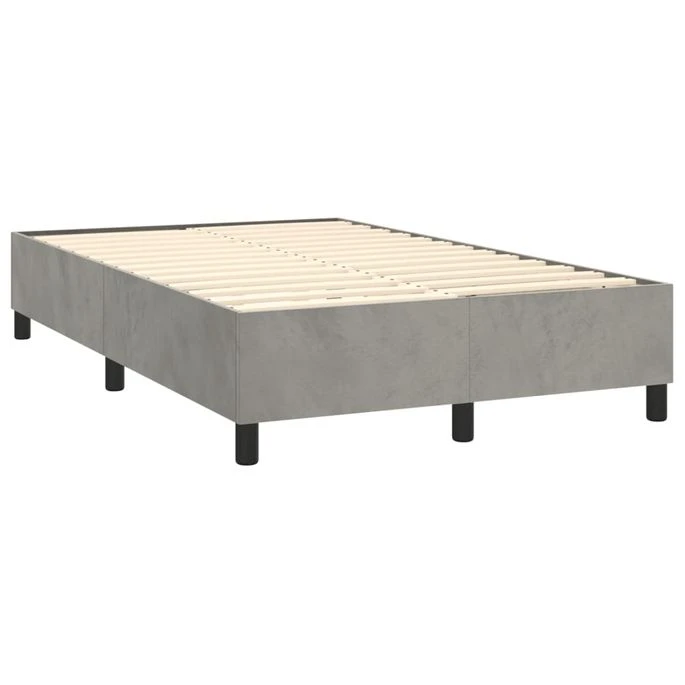 Lit à Sommier Tapissier Et Matelas Gris Clair 120x200cm Velours 3 6 Lit à Sommier Tapissier Et Matelas Gris Clair 120x200cm Velours 3 – Image 4
