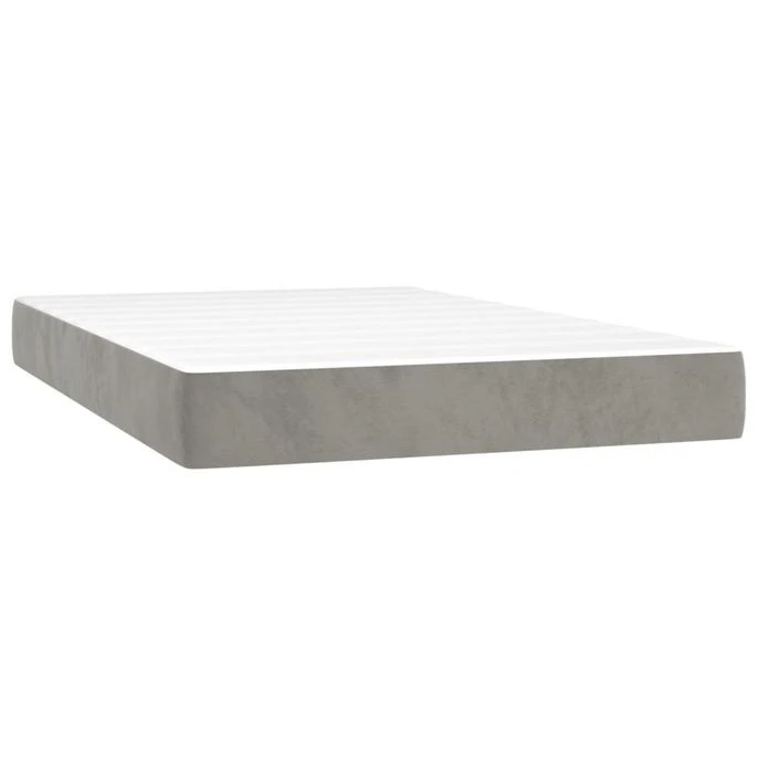 Lit à Sommier Tapissier Et Matelas Gris Clair 120x200cm Velours 3 7 Lit à Sommier Tapissier Et Matelas Gris Clair 120x200cm Velours 3 – Image 5