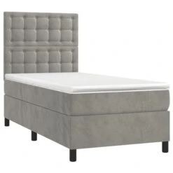 Lit à Sommier Tapissier Et Matelas Gris Clair 80x200 Cm Velours 2 10 Lit à Sommier Tapissier Et Matelas Gris Clair 80x200 Cm Velours 2 -Pas Cher Lit Magasin lit a sommier tapissier et matelas gris clair 80x200 cm velours 3666722841924 1459207