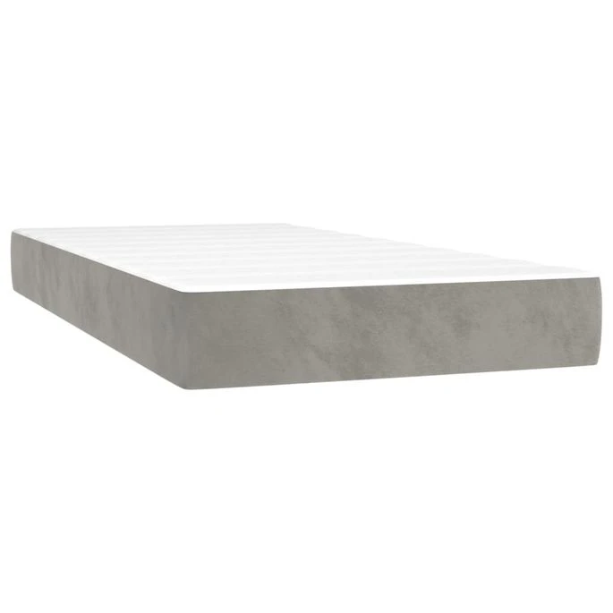 Lit à Sommier Tapissier Et Matelas Gris Clair 80x200 Cm Velours 2 7 Lit à Sommier Tapissier Et Matelas Gris Clair 80x200 Cm Velours 2 – Image 5