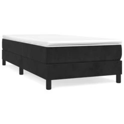 Lit à Sommier Tapissier Et Matelas Noir 80x200 Cm Velours -Pas Cher Lit Magasin lit a sommier tapissier et matelas noir 80x200 cm velours 3666722938280 1501794