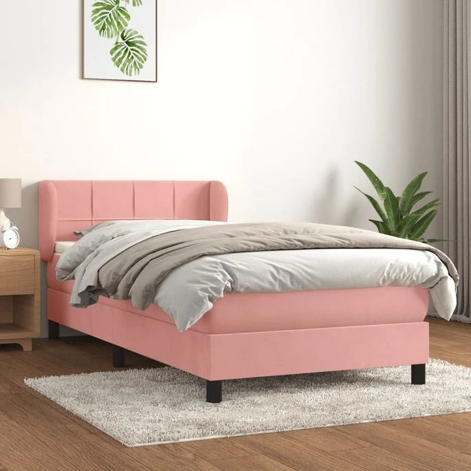 Lit à Sommier Tapissier Et Matelas Rose 80x200 Cm Velours 2 3 Lit à Sommier Tapissier Et Matelas Rose 80x200 Cm Velours 2