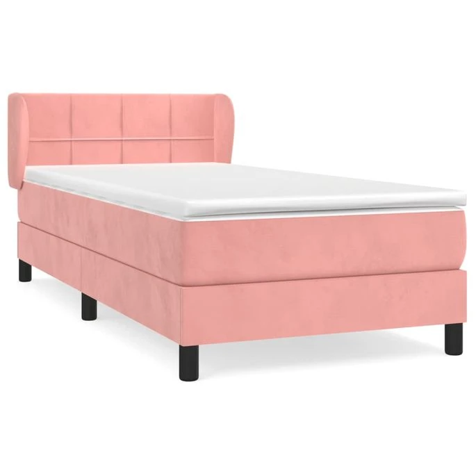 Lit à Sommier Tapissier Et Matelas Rose 80x200 Cm Velours 2 4 Lit à Sommier Tapissier Et Matelas Rose 80x200 Cm Velours 2 – Image 2