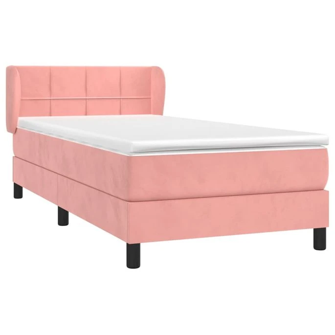 Lit à Sommier Tapissier Et Matelas Rose 80x200 Cm Velours 2 5 Lit à Sommier Tapissier Et Matelas Rose 80x200 Cm Velours 2 – Image 3