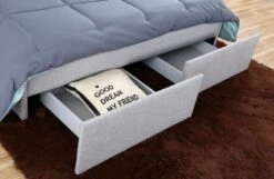 Lit à Tiroirs Tissu Lin Gris Clair 160x200 Cm Key -Pas Cher Lit Magasin lit a tiroirs tissu lin gris clair 160x200 cm key 353743