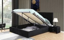 Lit à Tiroirs Tissu Lin Noir 180x200 Cm Key -Pas Cher Lit Magasin lit a tiroirs tissu lin noir 180x200 cm key 353765